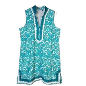 Cabana Life West Indies Turquoise Paisley Transitional Sleeveless Tunic Dress